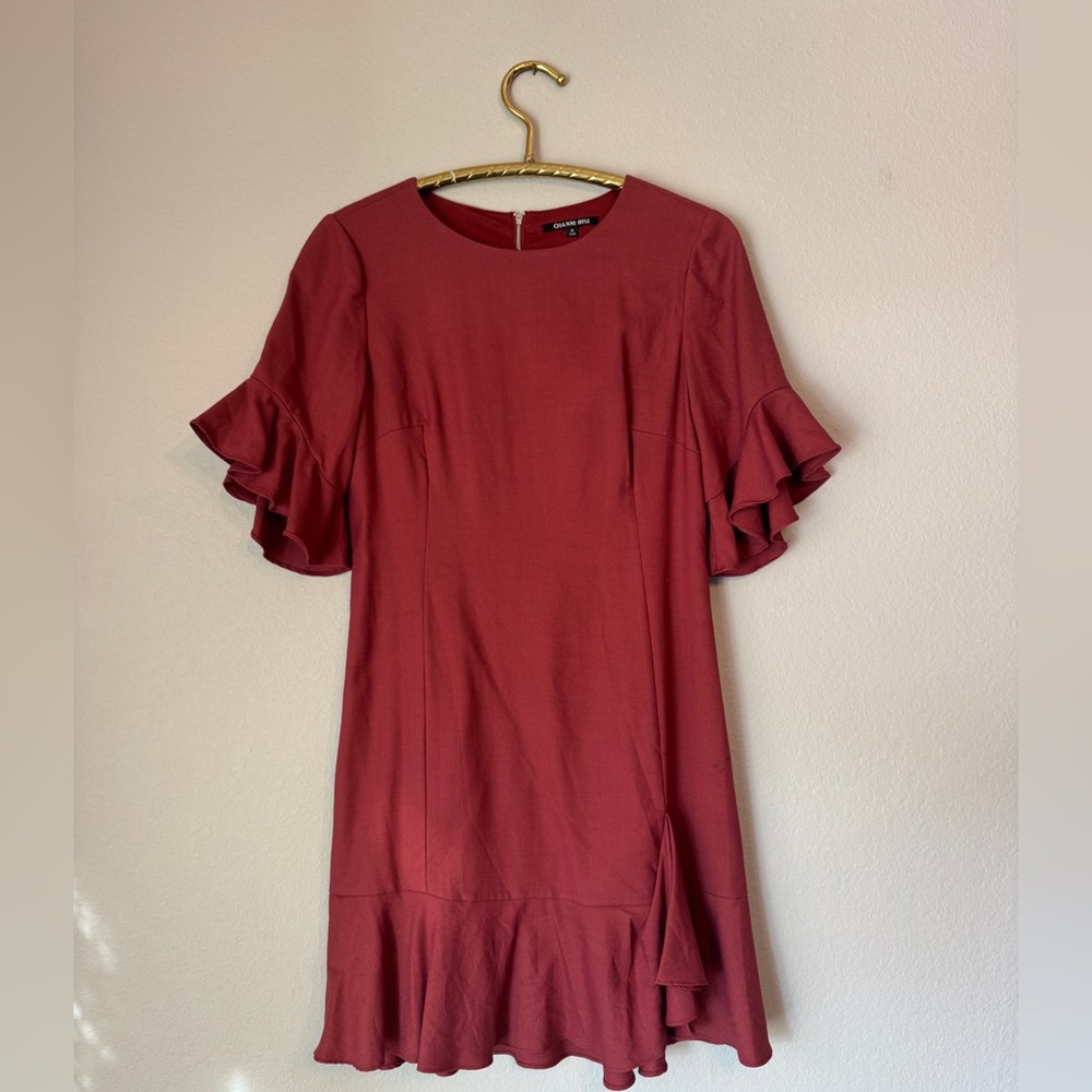Gianni Bini - Linen like ruffle light maroon dress - Size M
